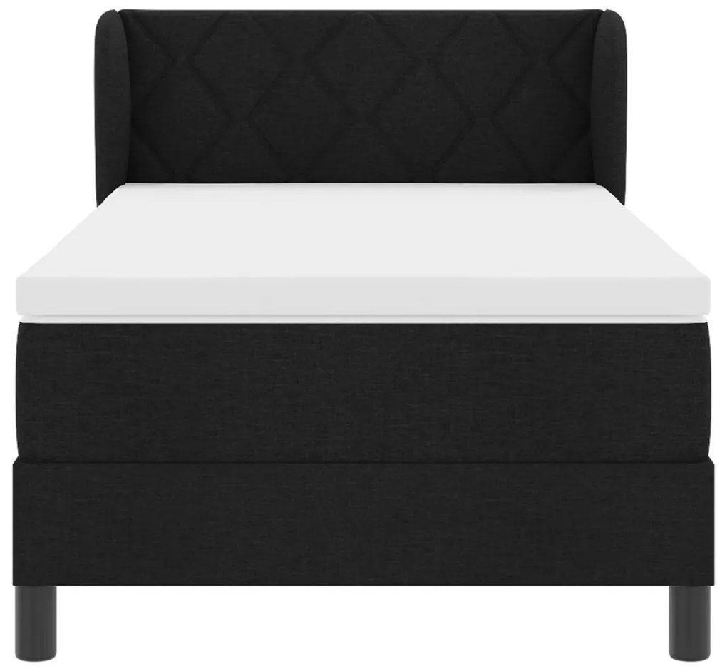 Box Spring Ágy Matrac 100x200 cm Fekete Szövet