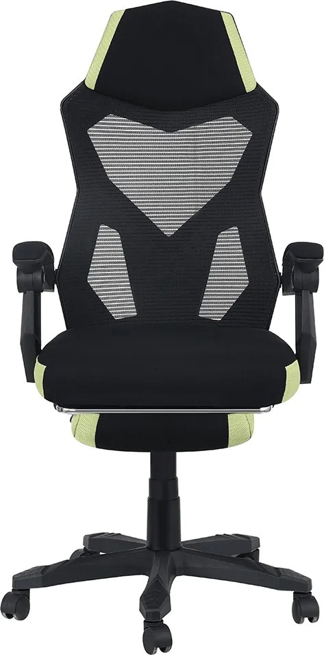 Irodai/gamer szék, fekete/zöld, teherbírás 150 kg, JORIK