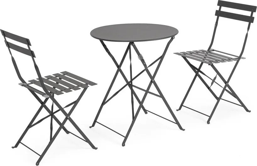 Antracitszürke acél kétszemélyes kerti étkezőgarnitúra Austin – Bizzotto