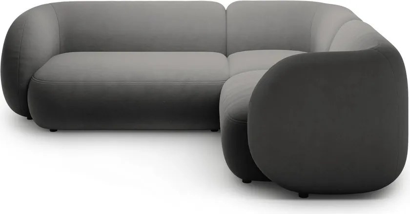 Sötétszürke bársony sarokkanapé (jobb oldali-L alakú) Kate – Micadoni