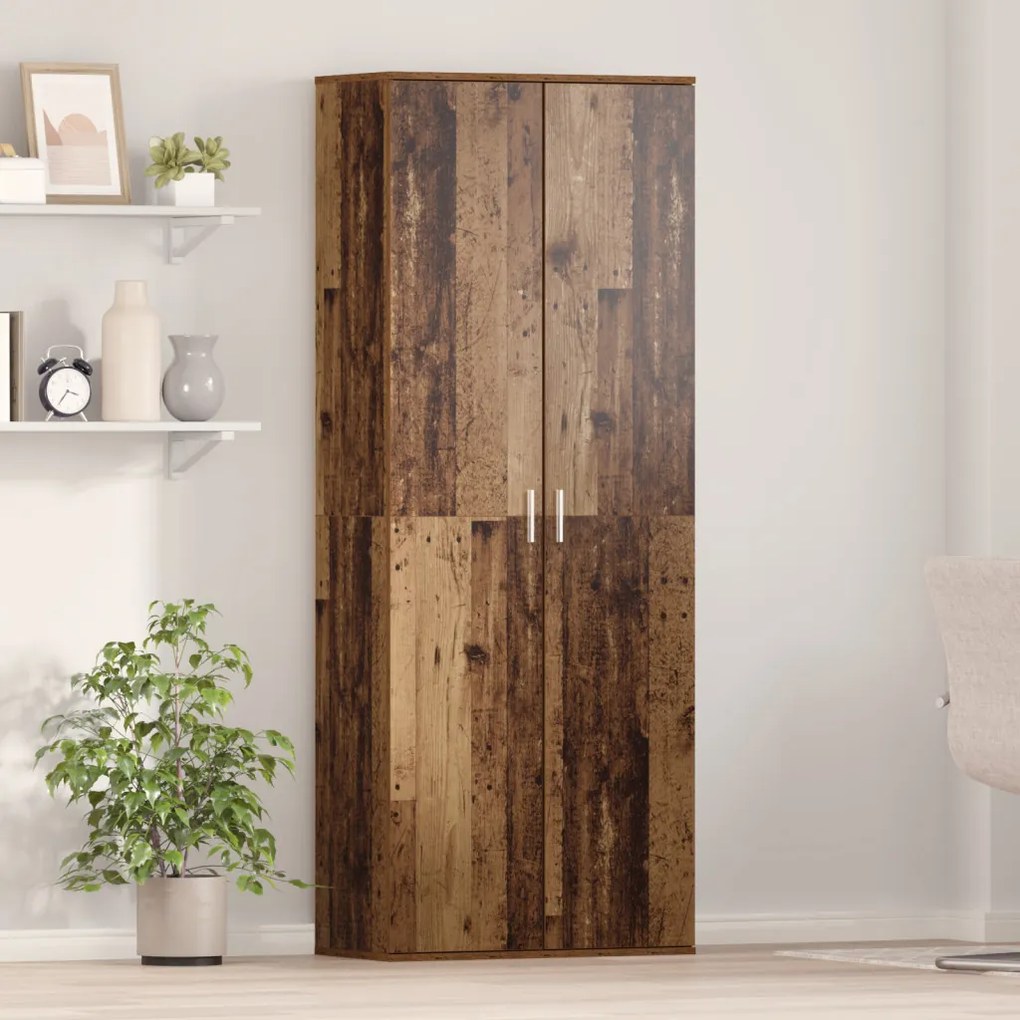 Magas Szekrény Régi Fa 70x35x180 cm Műgyanta