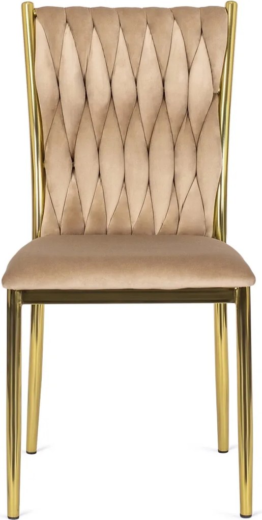 Fonott bársony szék bézs színben, DAN