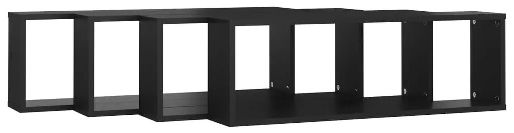4 db fekete szerelt fa fali kockapolc 80 x 15 x 26,5 cm