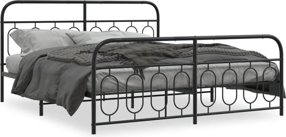 vidaXL fekete fém ágykeret fej- és lábtámlával 183 x 213 cm