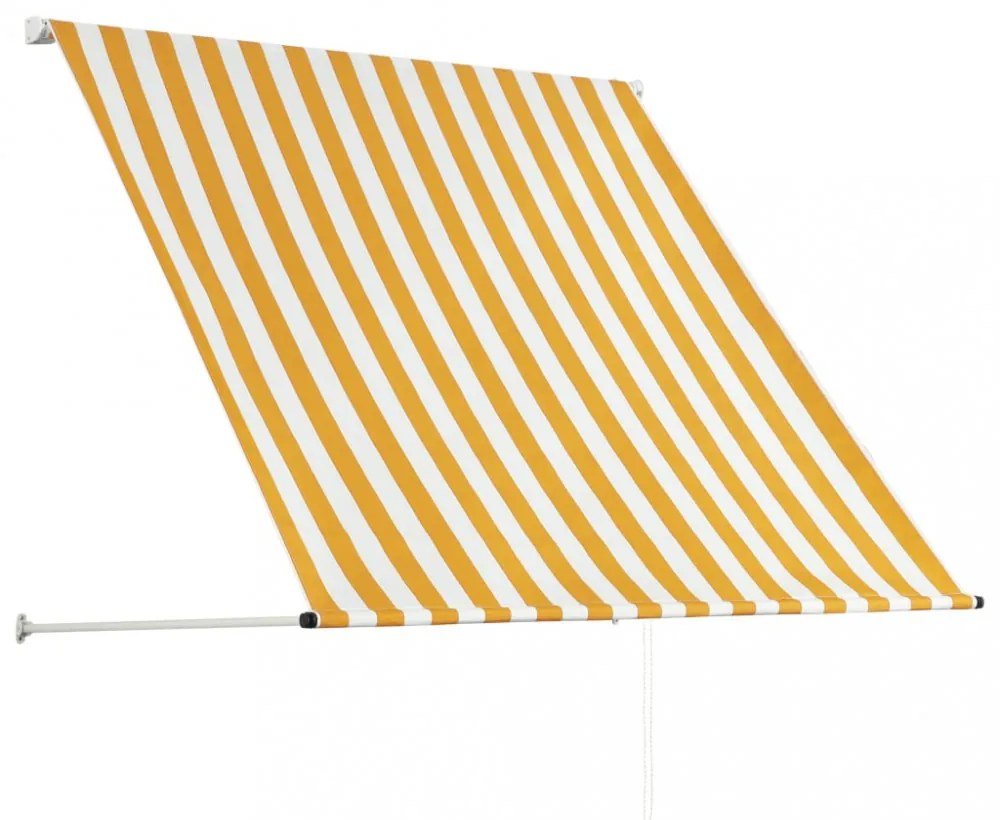 feltekerhető sárga és fehér napellenző 100 x 150 cm