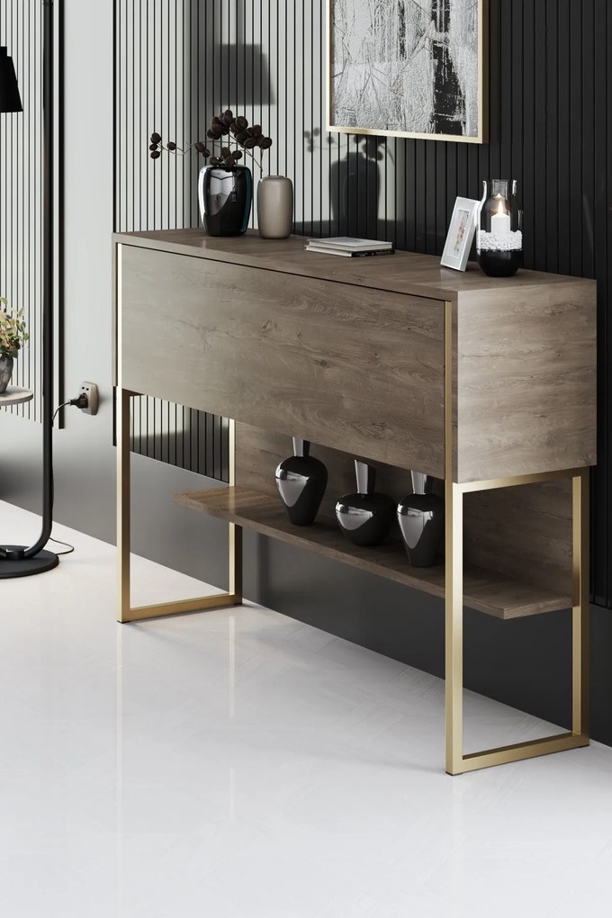 Komód Luxe - Gold, Walnut