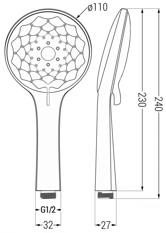 Mexen tartozékok - R74 Circle kézizuhanyfej, 3 funkciós, króm / fehér, 79574-00