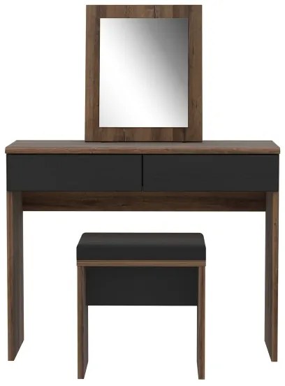 Sminkasztal JUNO + puff 45x29,6 cm barna/fekete