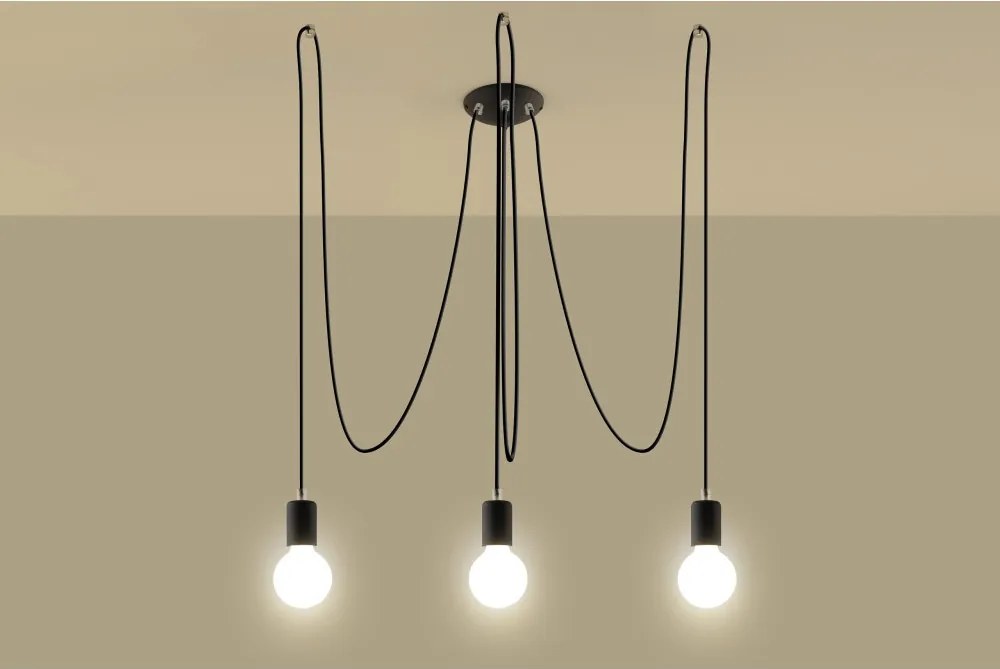 SOLLUX SL-0370 EDISON Többágú Függesztett Lámpa Fekete E27 IP20
