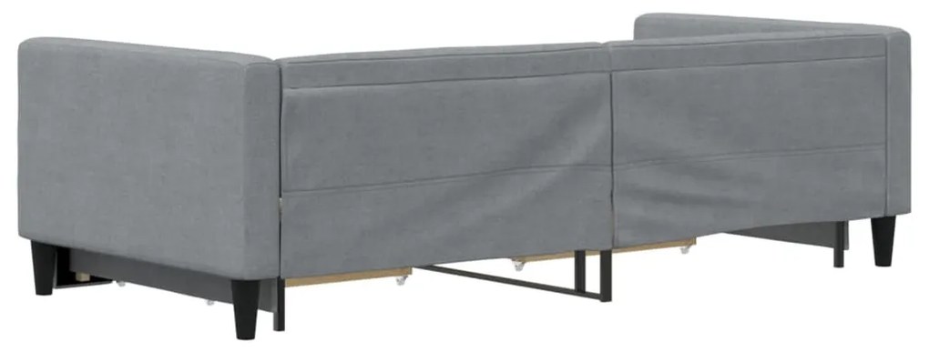 világosszürke kihúzható szövet heverő fiókokkal 90 x 200 cm