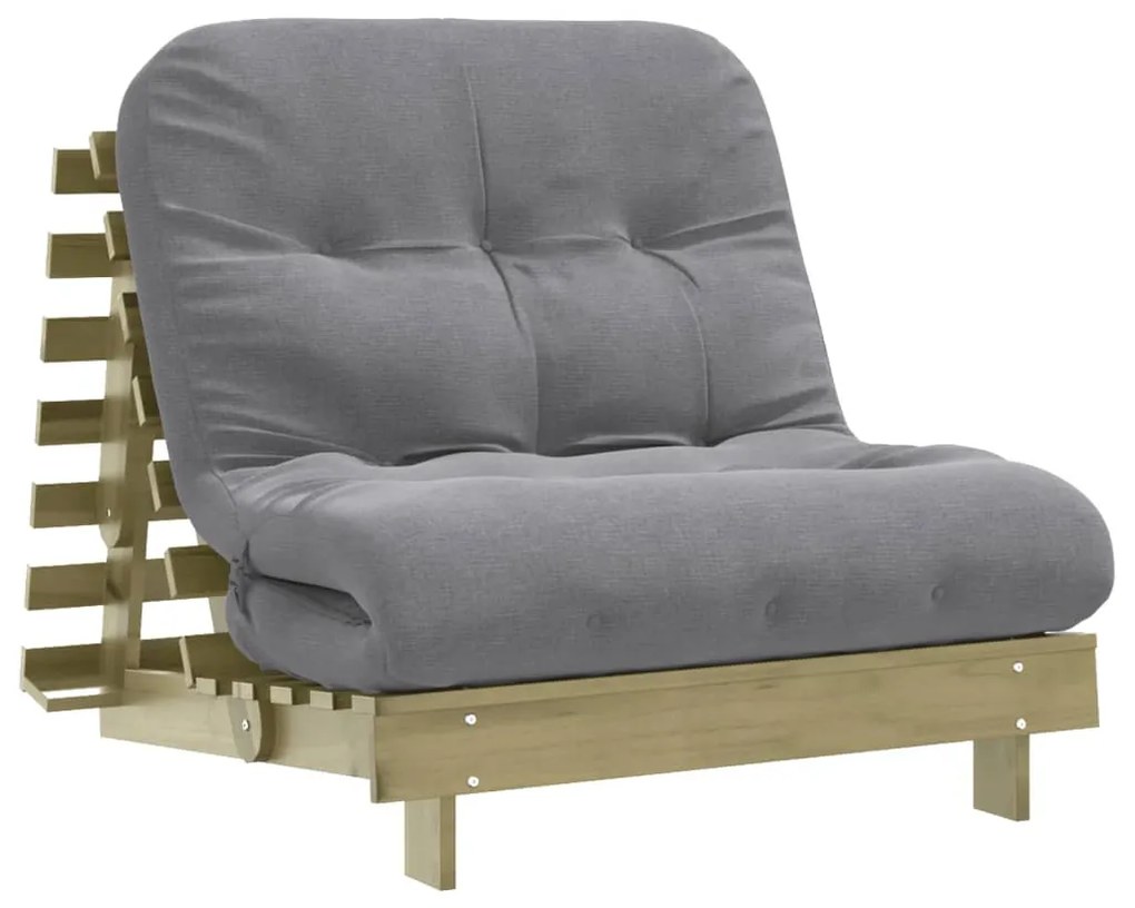 tömör impregnált fenyőfa futon kanapéágy matraccal 90x206x11 cm