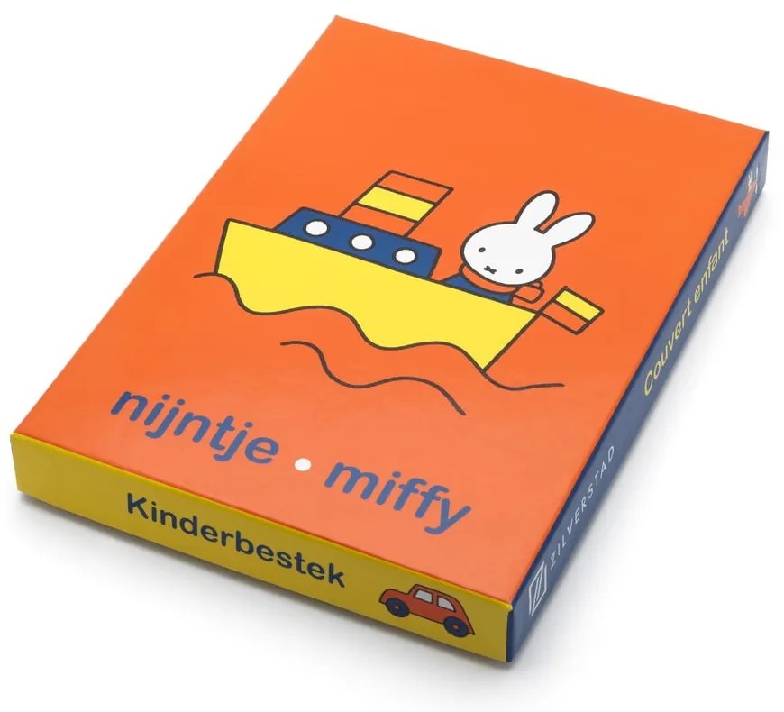 Ezüstszínű rozsdamentes acél gyerek evőeszköz 4 db-os Miffy – Zilverstad