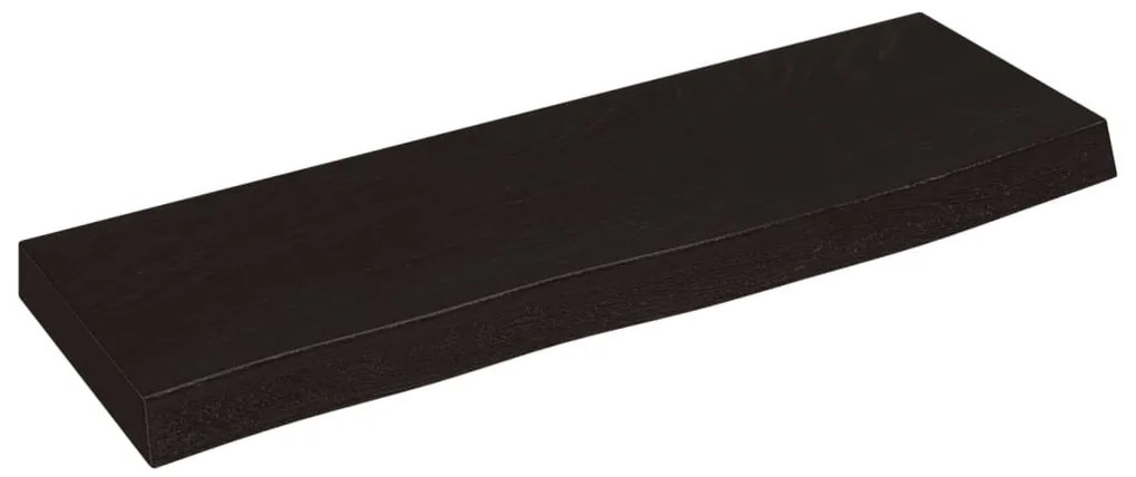 sötétbarna kezelt tömör tölgyfa fali polc 60x20x4 cm