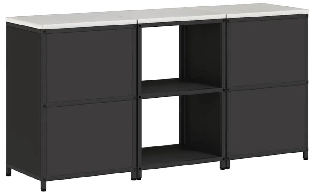 Konyhai Tároló Készlet polcokkal 3 pcs Fekete 180 x 50 x 92 cm