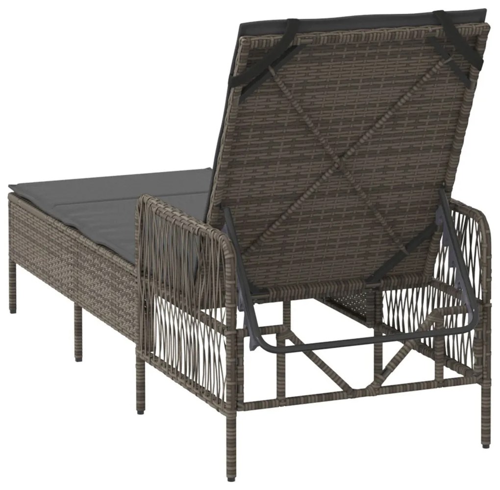 Napozóágy Szürke és sötét szürke PE Rattan 157 x 55 x 92 cm