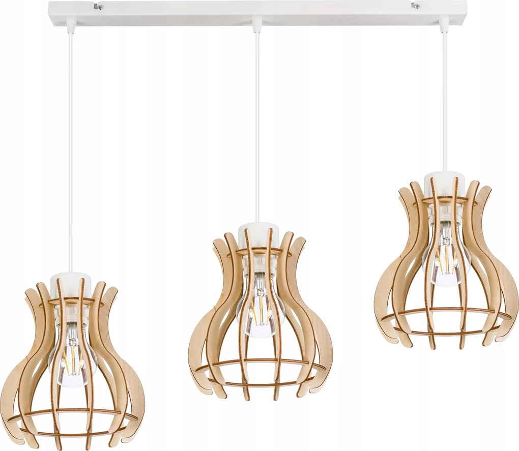 Mennyezeti lámpa függeszték túlnyúlás Loft fa 3x E27