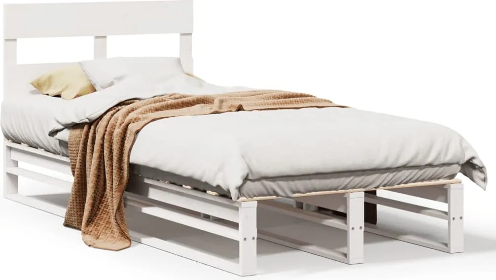 vidaXL fehér tömör fenyőfa ágykeret matrac nélkül 90 x 190 cm