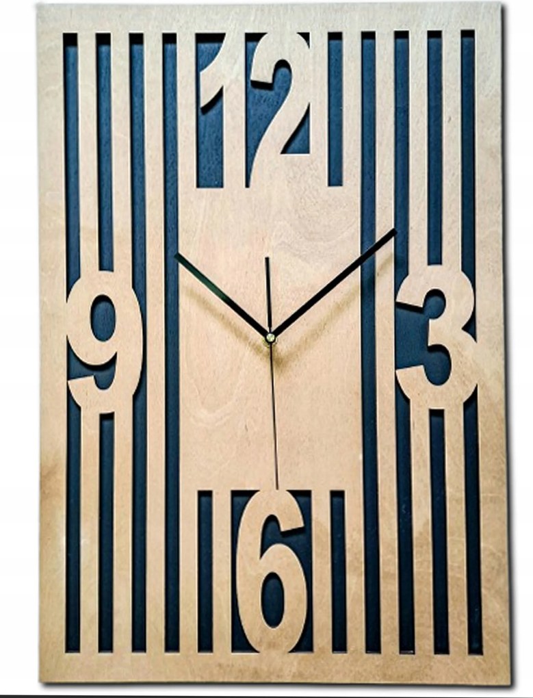 Nagy,modern Falióra, Loft ,lamellák, Téglalap, Fa, Csendes