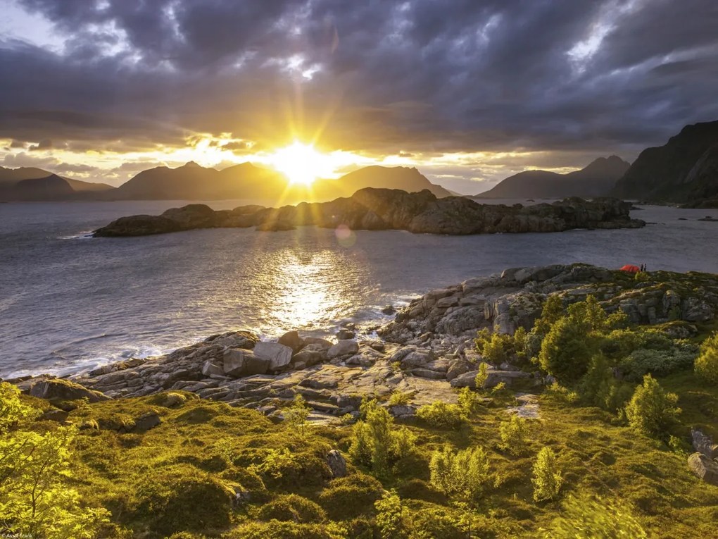 Poszter 40x30cm Naplemente a norvég fjordban, Assaf Frank