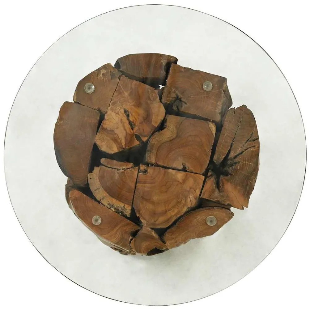 Tömör tíkfa uszadék dohányzóasztal 60 cm