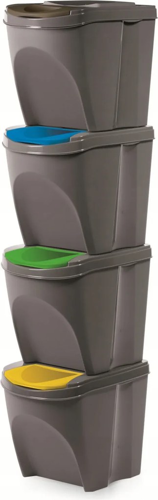 Szelektív Hulladékgyűjtő Kosár Szett 4x25 L Szürke Kő
