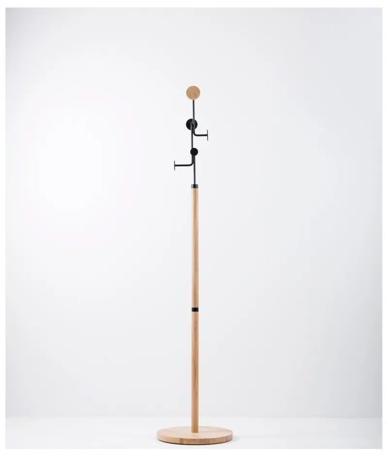 Hook tömör tölgyfa állófogas fekete elemekkel - Gazzda