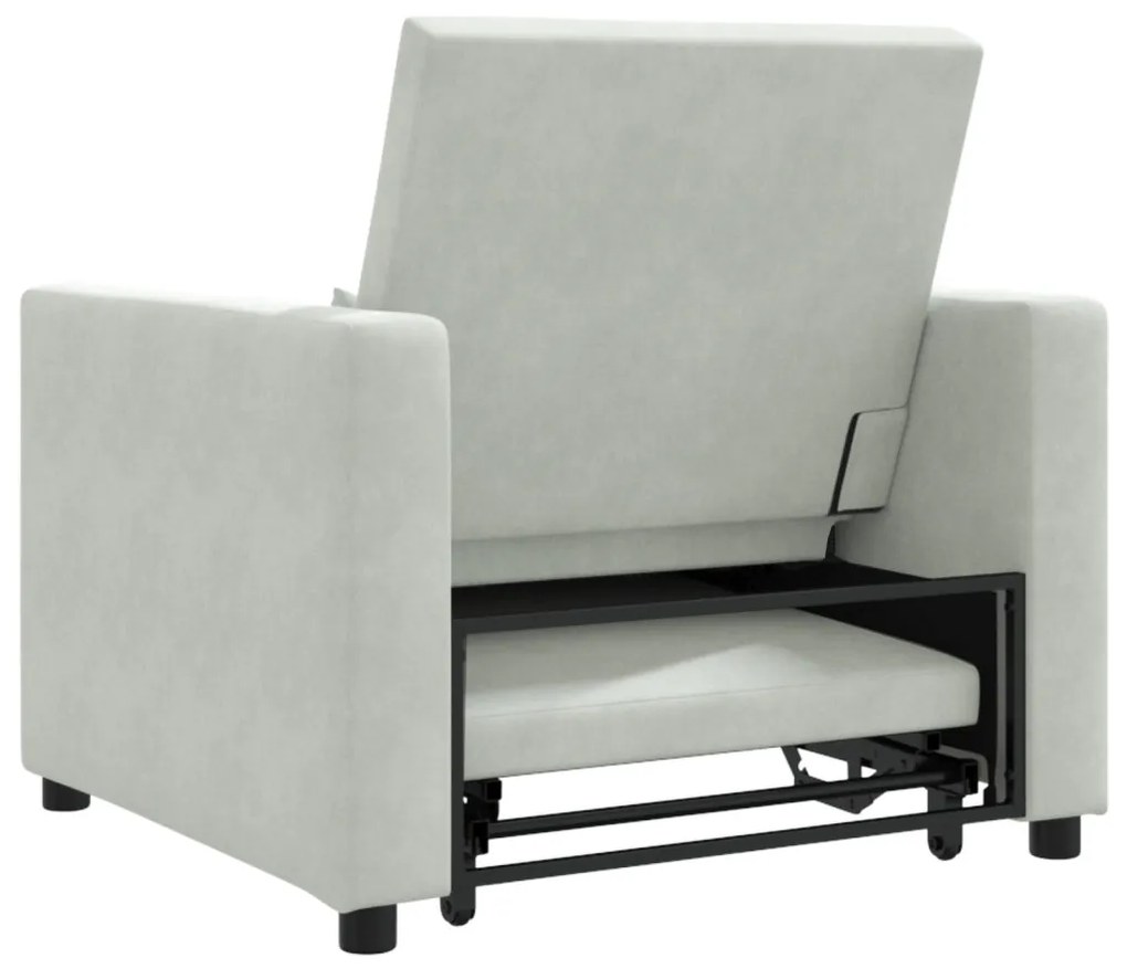 Egyszemélyes kanapéágy Világosszürke 90 x 165 x 87 cm Bársony