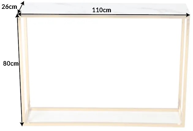 Design konzol Latrisha 110 cm fehér-arany - márvány utánzata