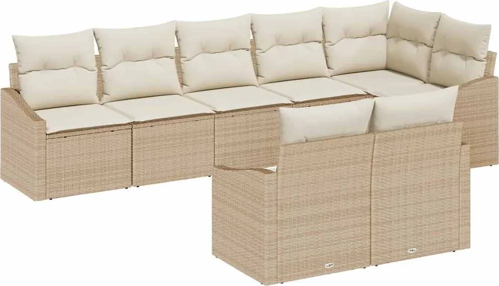 vidaXL Kerti Kanapé Szett párnával 8 pcs Beige és Fehér polirattan