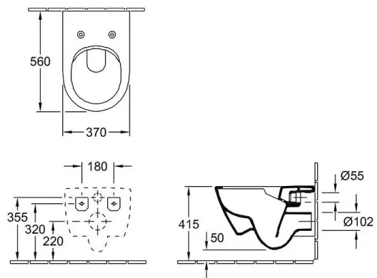 Villeroy & Boch 5614R2R1 - SUBWAY falra szerelhető WC, kerámia, SoftClose WC-ülőkével, fehér