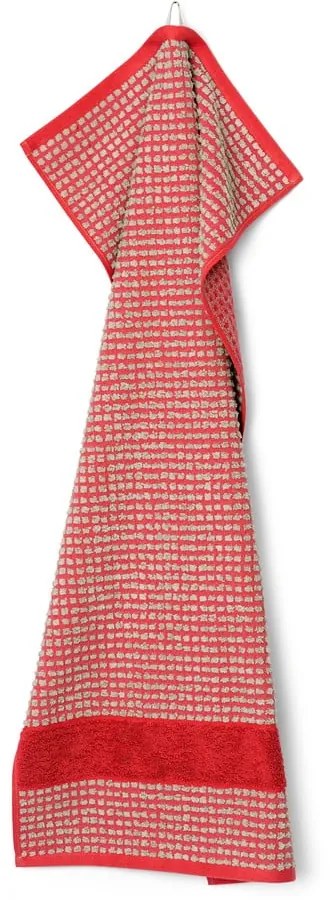 Piros frottír bio pamut törölköző 50x100 cm Check – JUNA