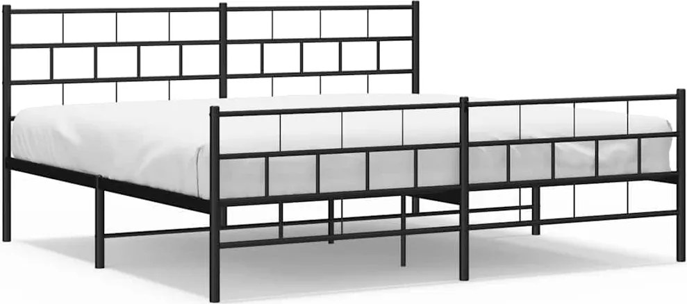 vidaXL fekete fém ágykeret fej- és lábtámlával 193 x 203 cm