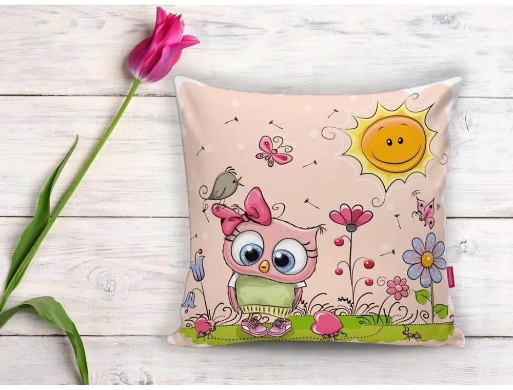 Gyerek párnahuzat 43x43 cm Pink Owl – Mila Home