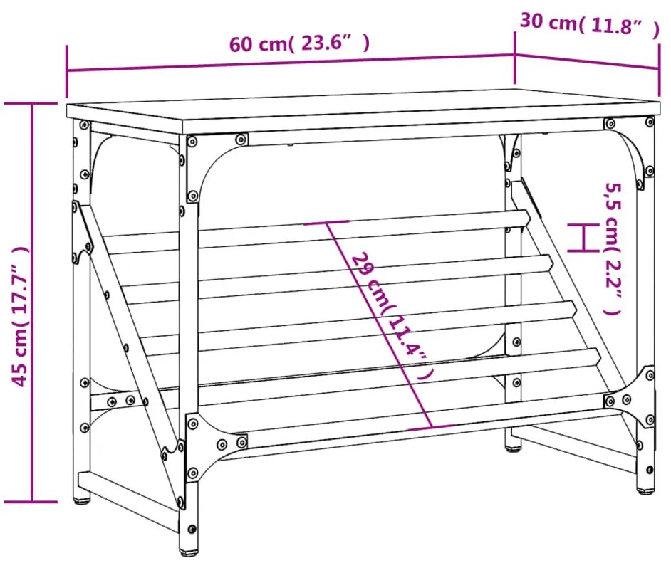 barna tölgyszínű szerelt fa cipőtartó 60x30x45 cm