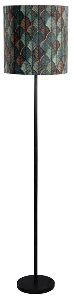 Állólámpa fekete bársony lámpabúrával, levélmintás, arany belsővel - Simplo