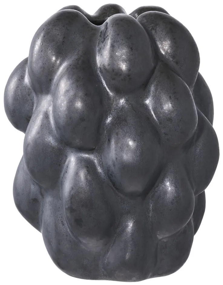 Váza, kerámia, fekete, 14x15x19 cm