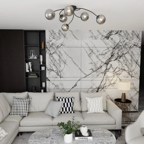 Felületre szerelhető csillár  VIBRA 6xE14/10W/230V fekete/szürke