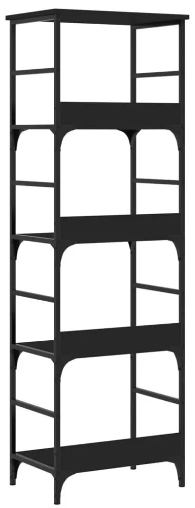 fekete szerelt fa könyvespolc 50 x 33 x 153 cm