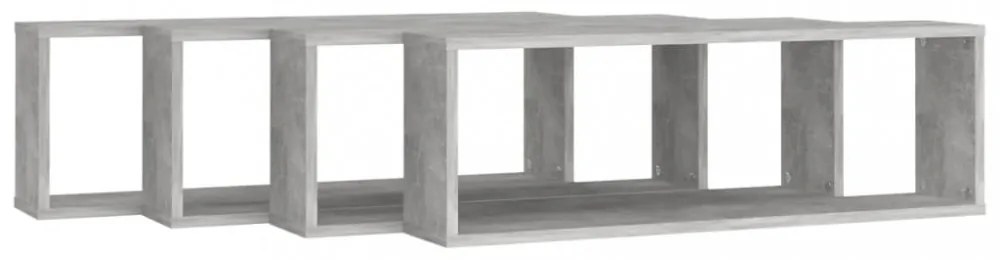 4 db betonszürke szerelt fa fali kockapolc 80 x 15 x 26,5 cm