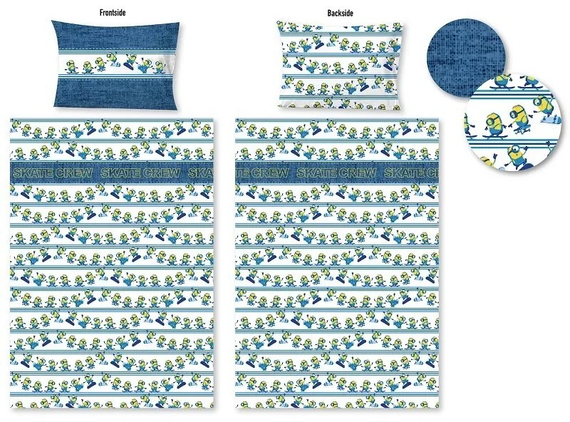 Gyermek pamut ágynemű MIMONI SKATE CREW kék Ágyneműhuzat mérete: 60 x 70 cm | 140 x 200 cm