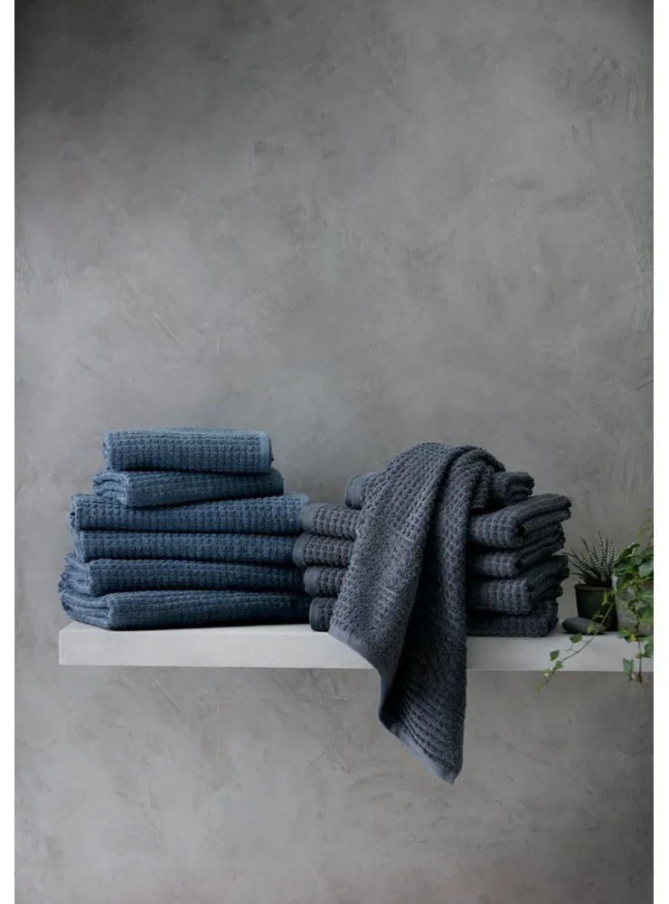 Sötétszürke frottír bio pamut fürdőlepedő 70x140 cm Check – JUNA