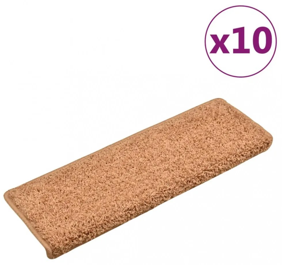 10 db krémszínű lépcsőszőnyeg, téglalap alakú széllel, 65 x 21 x 4 cm