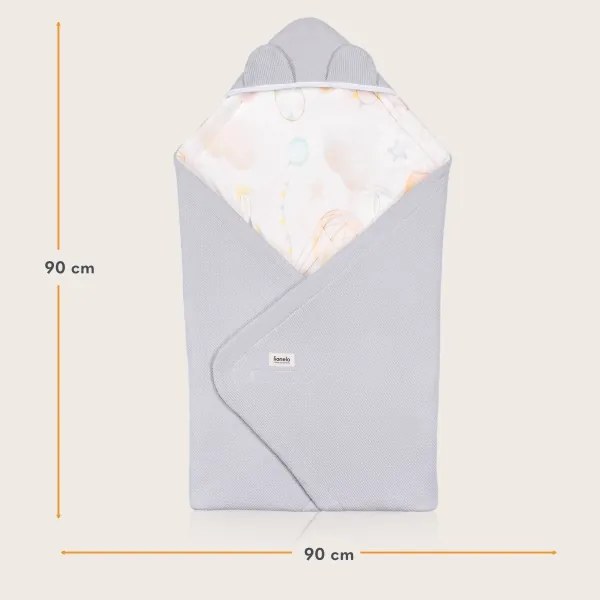 Lionelo - Autósüléshez való pólya TRAVEL SWADDLE 90x90 cm Szürke Léggömb