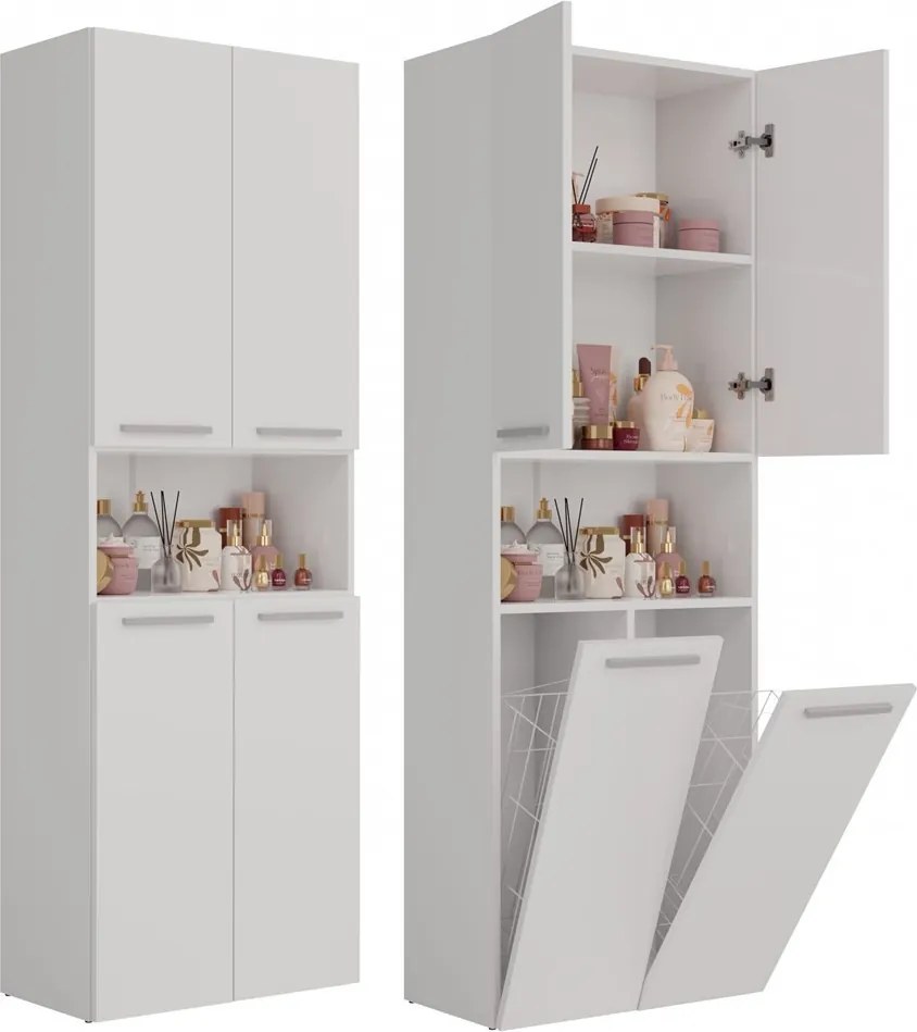 2K DK fürdőszoba szekrény, 60x174x30 cm, fehér