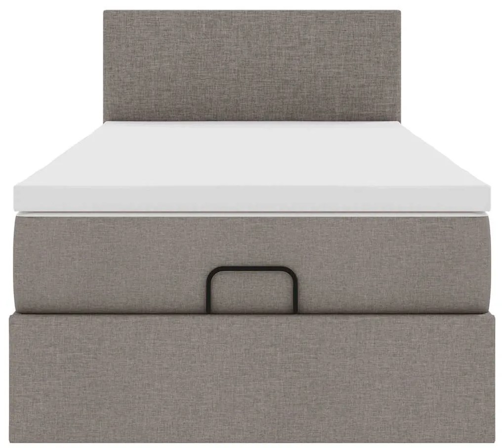 tópszínű szövet ottomán ágy matraccal & LED-ek 90x200 cm