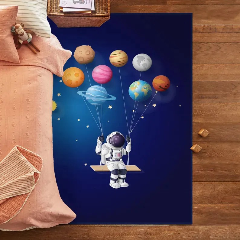 Űrhajós mintás gyerekszőnyeg 70x140 cm