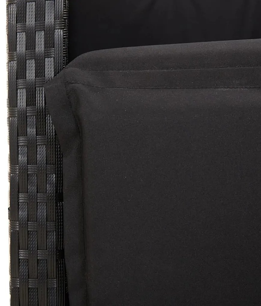 vidaXL 3 részes fekete polyrattan bisztrógarnitúra párnával