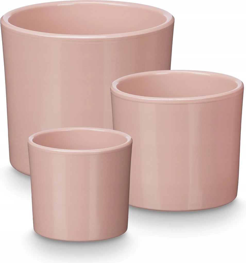 Kerámia Kaspó Rózsaszín 3 Db Ø 14 17 22 CM Magasság 12 5 17 5 19 CM