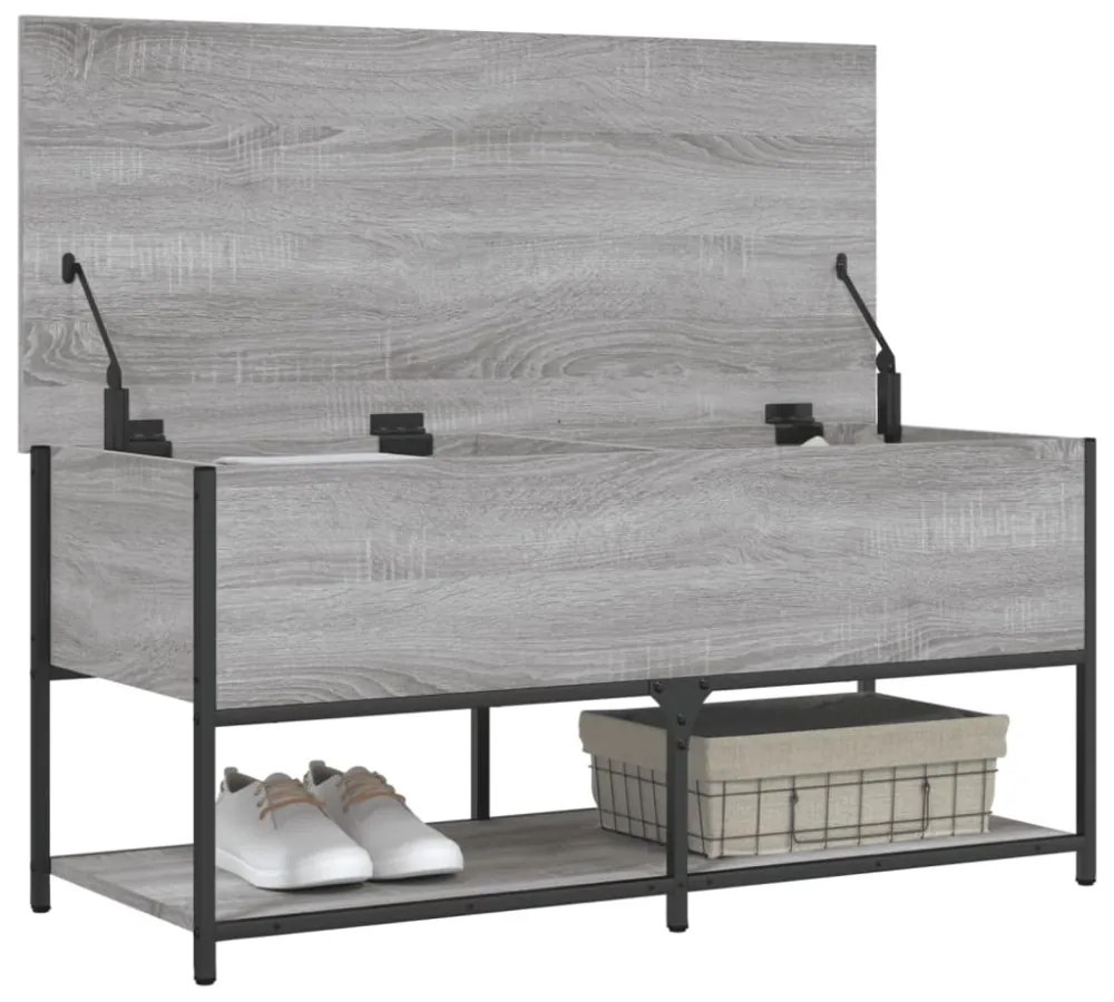 szürke sonoma színű szerelt fa tárolópad 100 x 42,5 x 47 cm