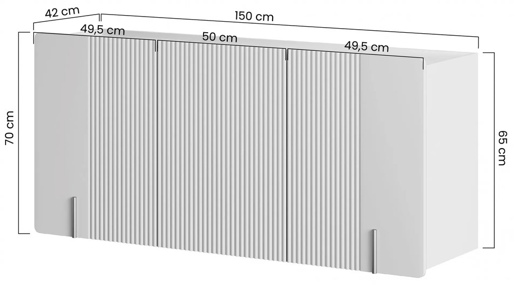 Malmi függesztett komód 150 cm háromajtós - matt fekete / arany